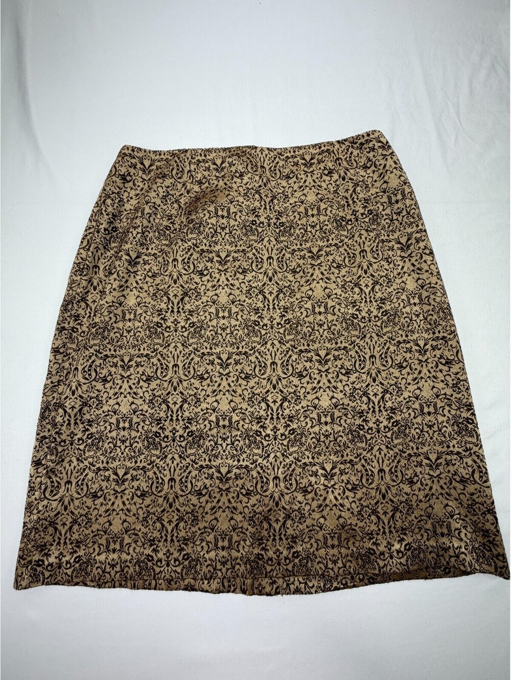AGB Byer California Women's Pencil Skirt Midi Damask Zip Size 10 Gold NWOT